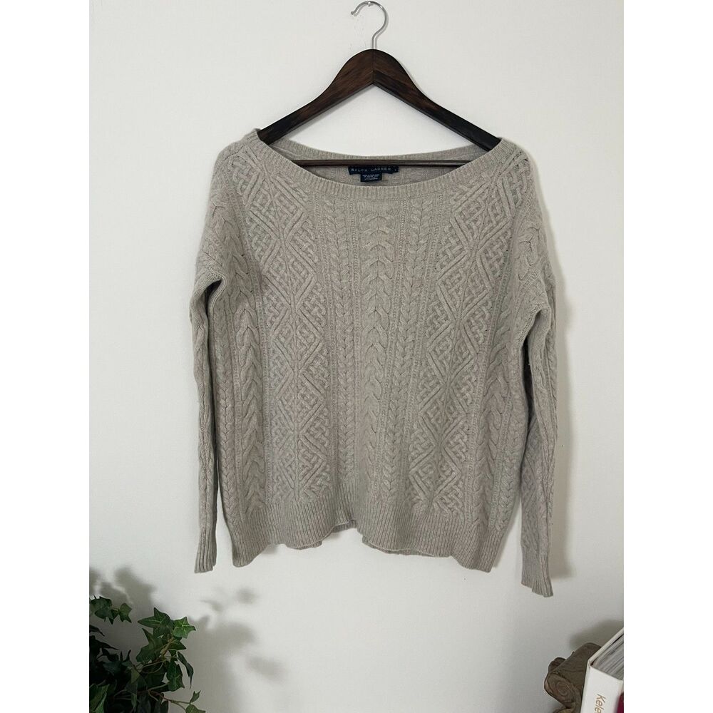 Ralph Lauren Blue Label Wool Cashmere Oatmeal Sweater SZ L